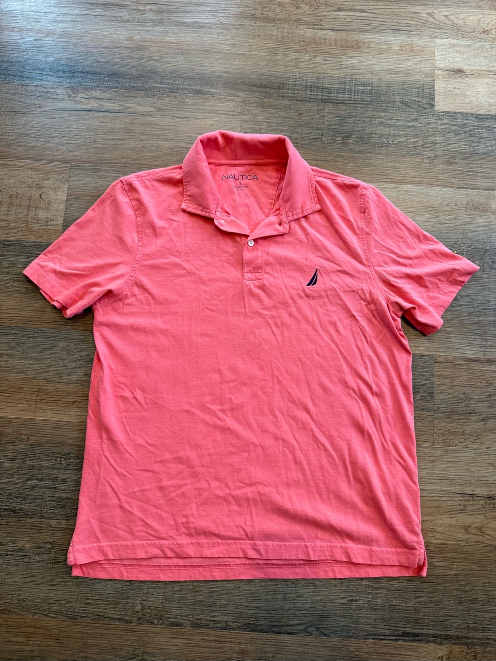 Nautica Men's Coral-Pink Polo with Sail Logo Size S